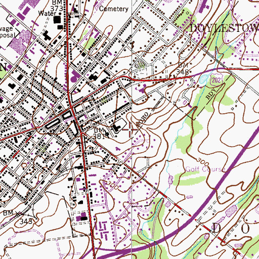 Topographic Map of Bucks County Library Center, PA