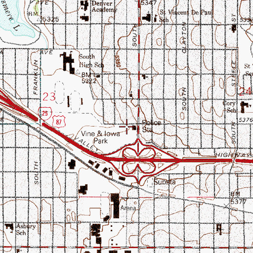Topographic Map of Denver Police Department-District 3 Heliport, CO