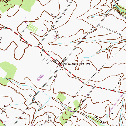 Topographic Map of Forest Grove Post Office, PA