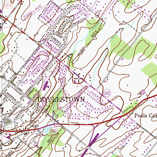 Topographic Map of Doylestown United Methodist Church, PA