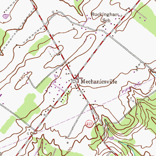 Topographic Map of Mechanicsville Post Office, PA