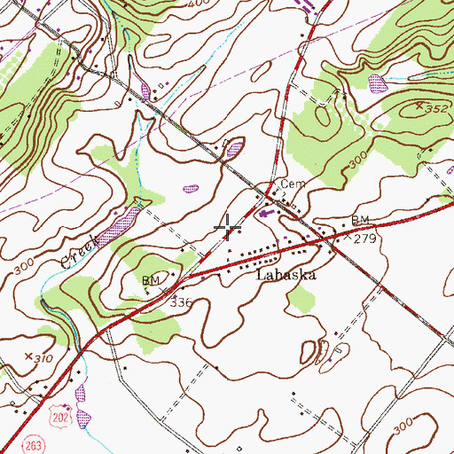 Topographic Map of Lahaska Post Office, PA