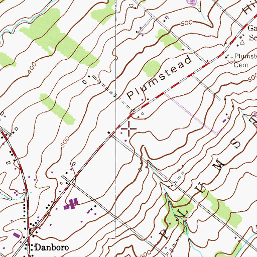 Topographic Map of Pleasant Ridge Church of Danboro, PA