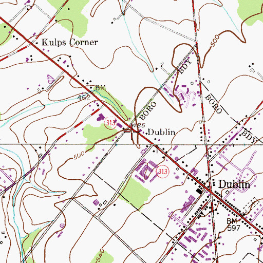 Topographic Map of Dublin Volunteer Fire Company Station 23, PA