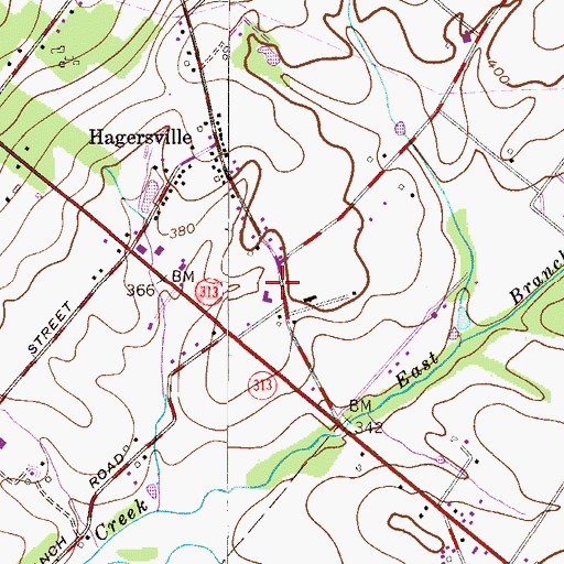 Topographic Map of Peace Lutheran Church, PA