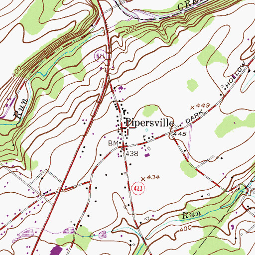 Topographic Map of Pipersville Library, PA