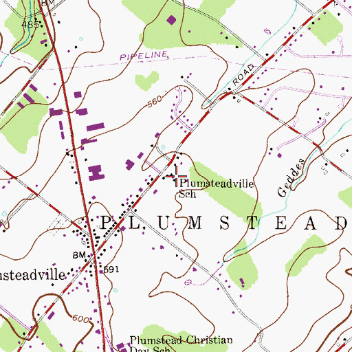Topographic Map of Plumstead Township Municipal Building, PA