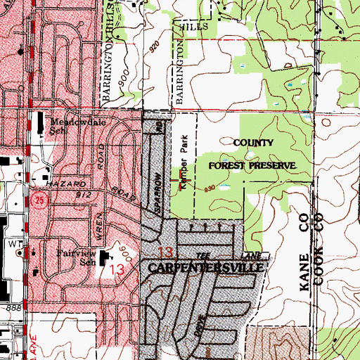 Topographic Map of Kemper Park Nature Preserve, IL