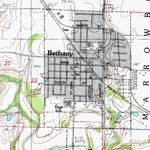 Topographic Map of First Christian Church of Bethany, IL