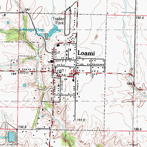 Topographic Map of Loami Christian Church, IL