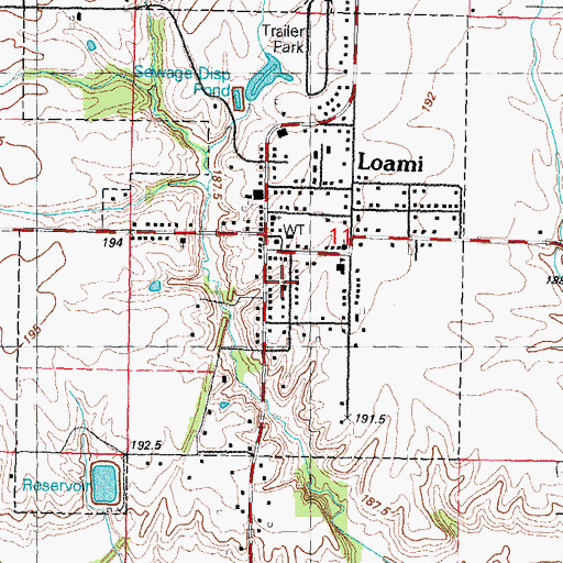 Topographic Map of Loami United Methodist Church, IL
