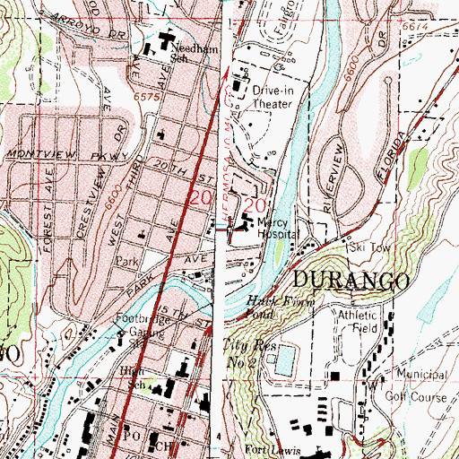 Topographic Map of Mercy Medical Center Heliport, CO