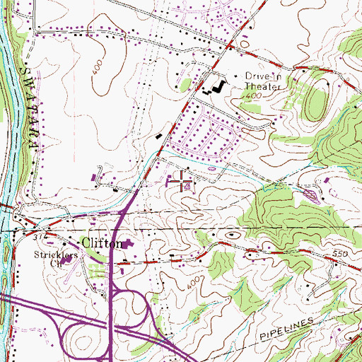 Topographic Map of Allegheny Valley School, PA