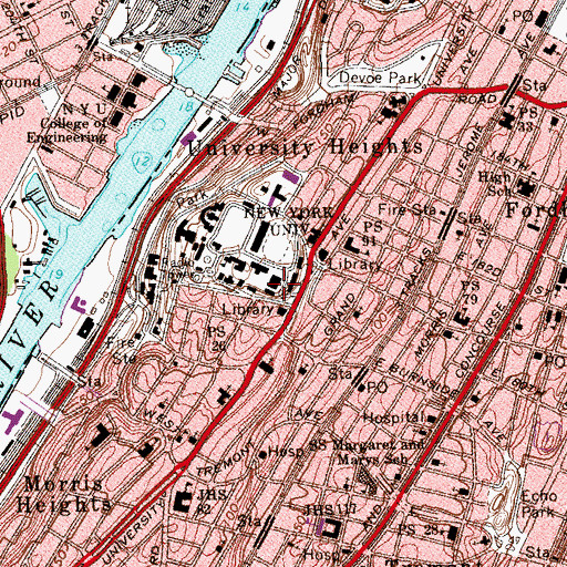 Topographic Map of Alumni Gymnasium, NY