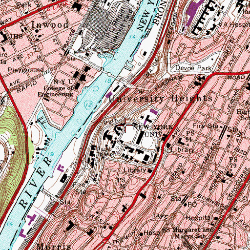 Topographic Map of Gould Memorial Library, NY