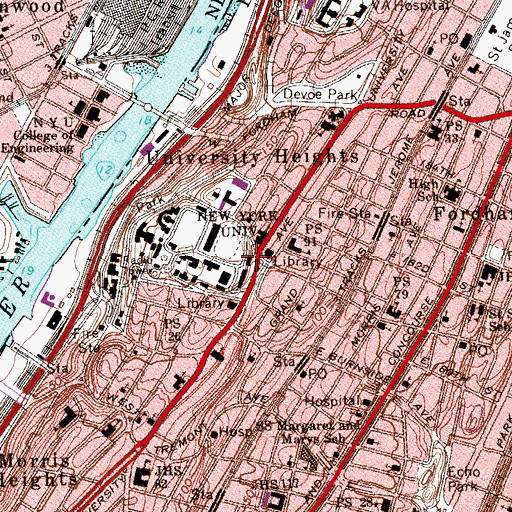 Topographic Map of Gould Residence Hall, NY