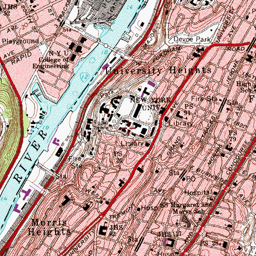 Topographic Map of Guggenheim Hall, NY