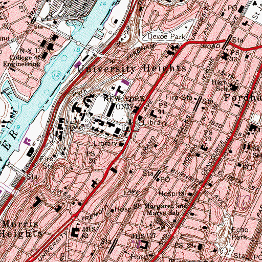 Topographic Map of Loew Hall, NY