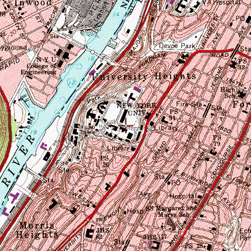 Topographic Map of Nichols Hall, NY
