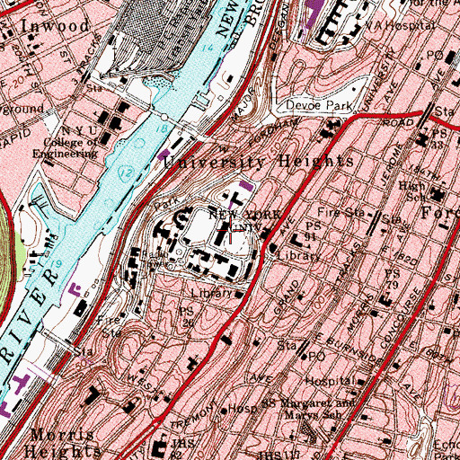 Topographic Map of Roscoe C Brown Junior Student Union, NY
