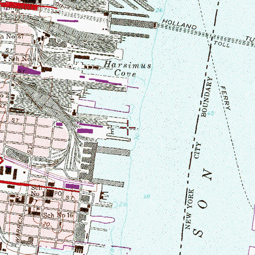 Topographic Map of Pier J (historical), NJ