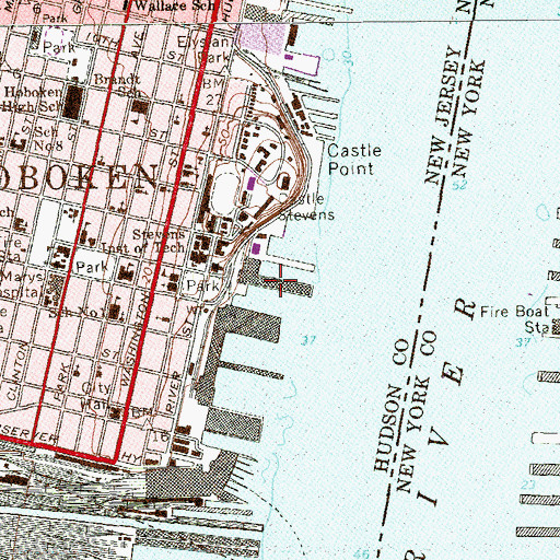 Topographic Map of Pier 7, NJ
