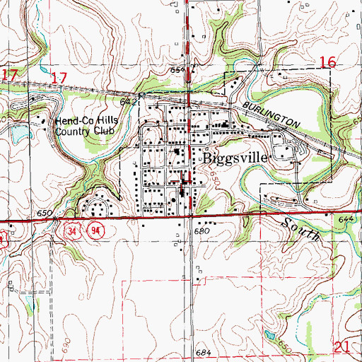 Topographic Map of Biggsville United Methodist Church, IL