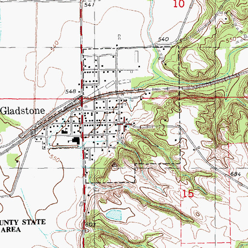 Topographic Map of Gladstone United Methodist Church, IL