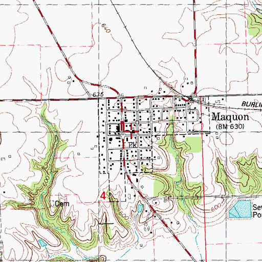 Topographic Map of Maquon United Methodist Church, IL