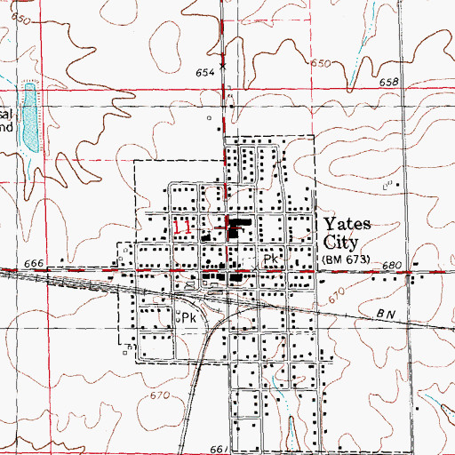 Topographic Map of Yates City Grade School, IL