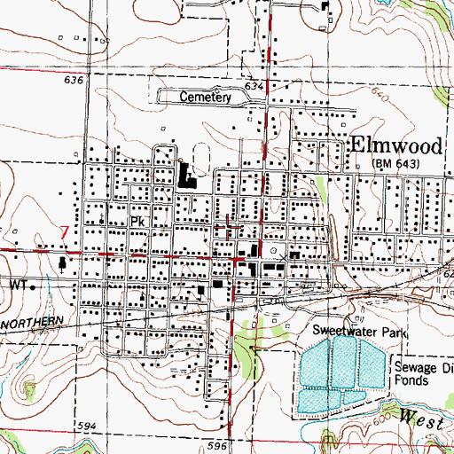 Topographic Map of First Presbyterian Church, IL