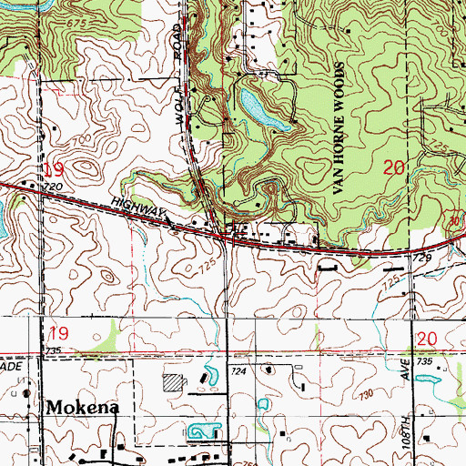 Topographic Map of Cleveland School (historical), IL