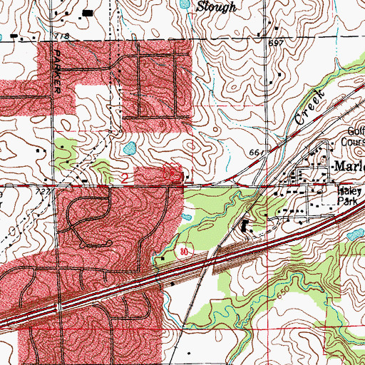 Topographic Map of Marley School (historical), IL