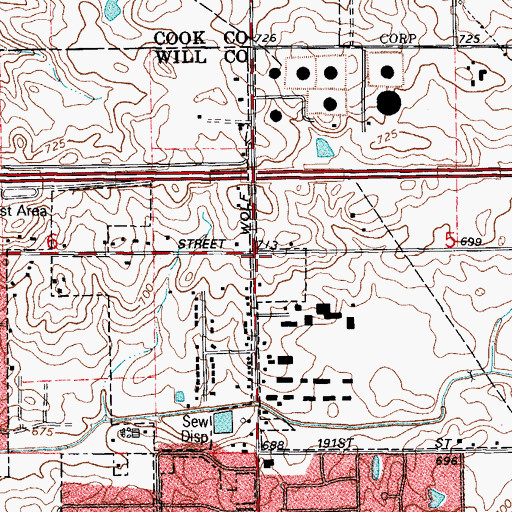Topographic Map of Marti School (historical), IL