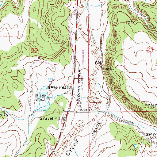 Topographic Map of Flying Lazy D Ranch Airport (historical), CO
