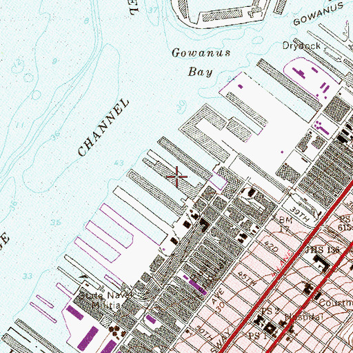 Topographic Map of Pier 6, NY