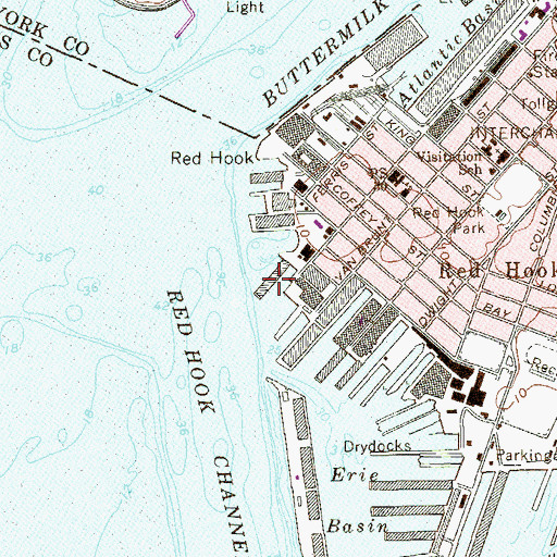 Topographic Map of Pier 44, NY