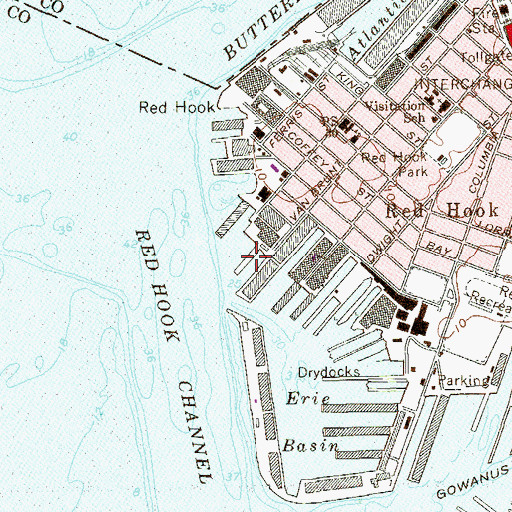 Topographic Map of Pier 46, NY