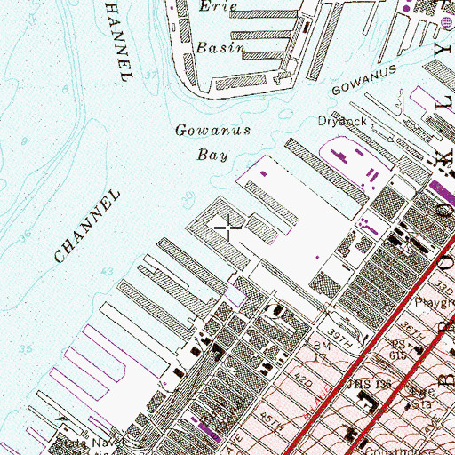 Topographic Map of Thirtyninth Street Pier, NY