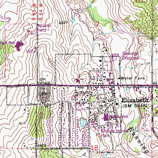 Topographic Map of Elizabeth Emergency Heliport, CO
