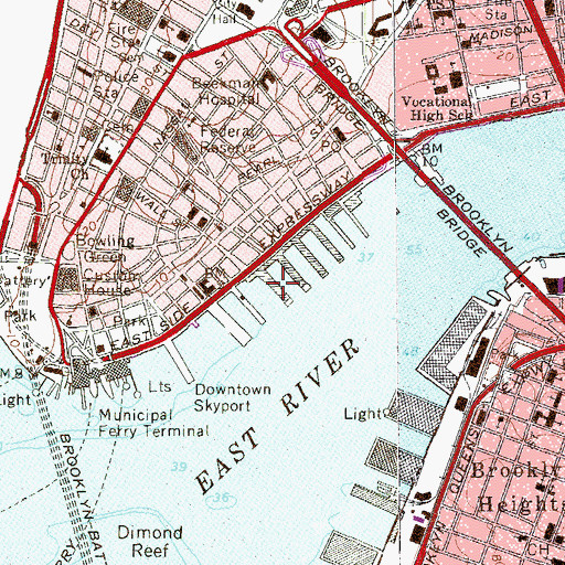 Topographic Map of Pier 13, NY