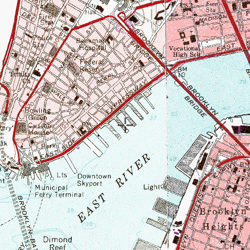 Topographic Map of Pier 14, NY