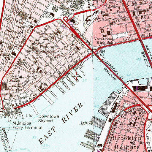 Topographic Map of Pier 16, NY