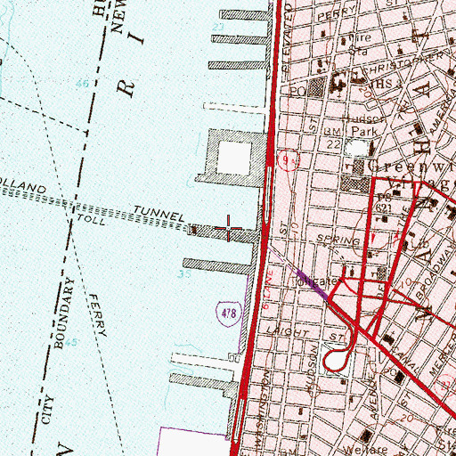 Topographic Map of Pier 34, NY