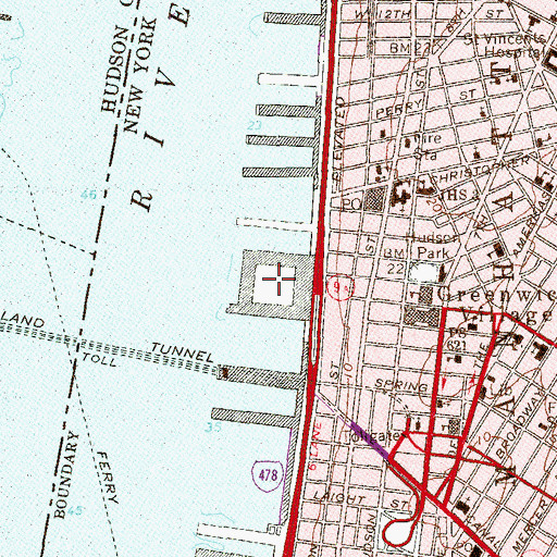 Topographic Map of Pier 40, NY