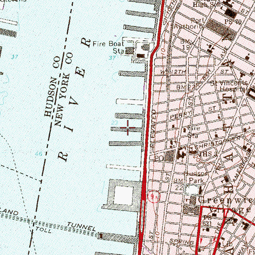 Topographic Map of Pier 46, NY