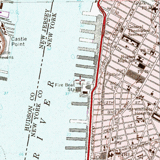 Topographic Map of Pier 53, NY