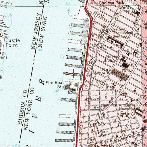 Topographic Map of Pier 54, NY