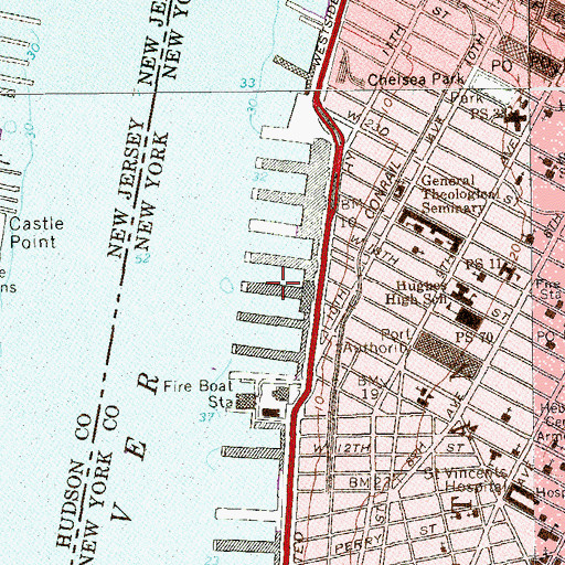 Topographic Map of Pier 57, NY