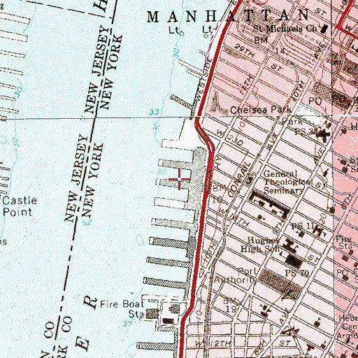 Topographic Map of Pier 60, NY